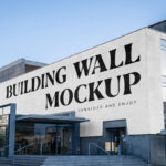 Perspective Sight of Big Concrete Wall Mockup