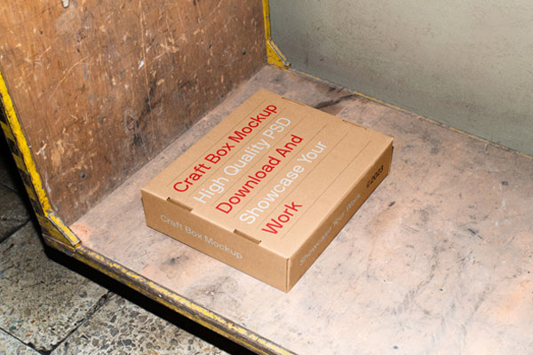 Perspective Sight of Box Mockup Lying on Trolley
