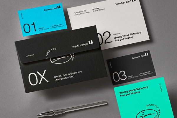 Perspective Sight of Branding Identity Stationery Mockup
