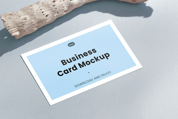 Perspective Sight of Business Card Mockup with Stick