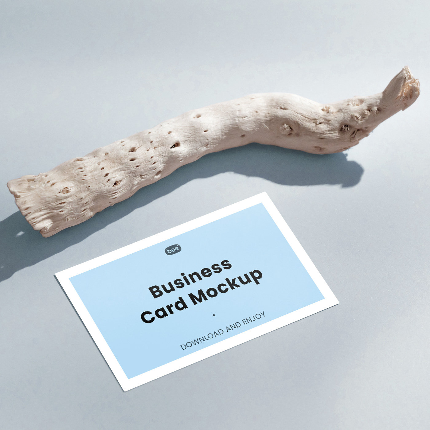 Perspective Sight of Business Card Mockup with Stick FREE PSD