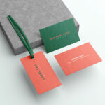 Perspective Sight of Business Card Mockup with Tag
