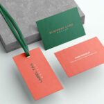 Perspective Sight of Business Card Mockup with Tag