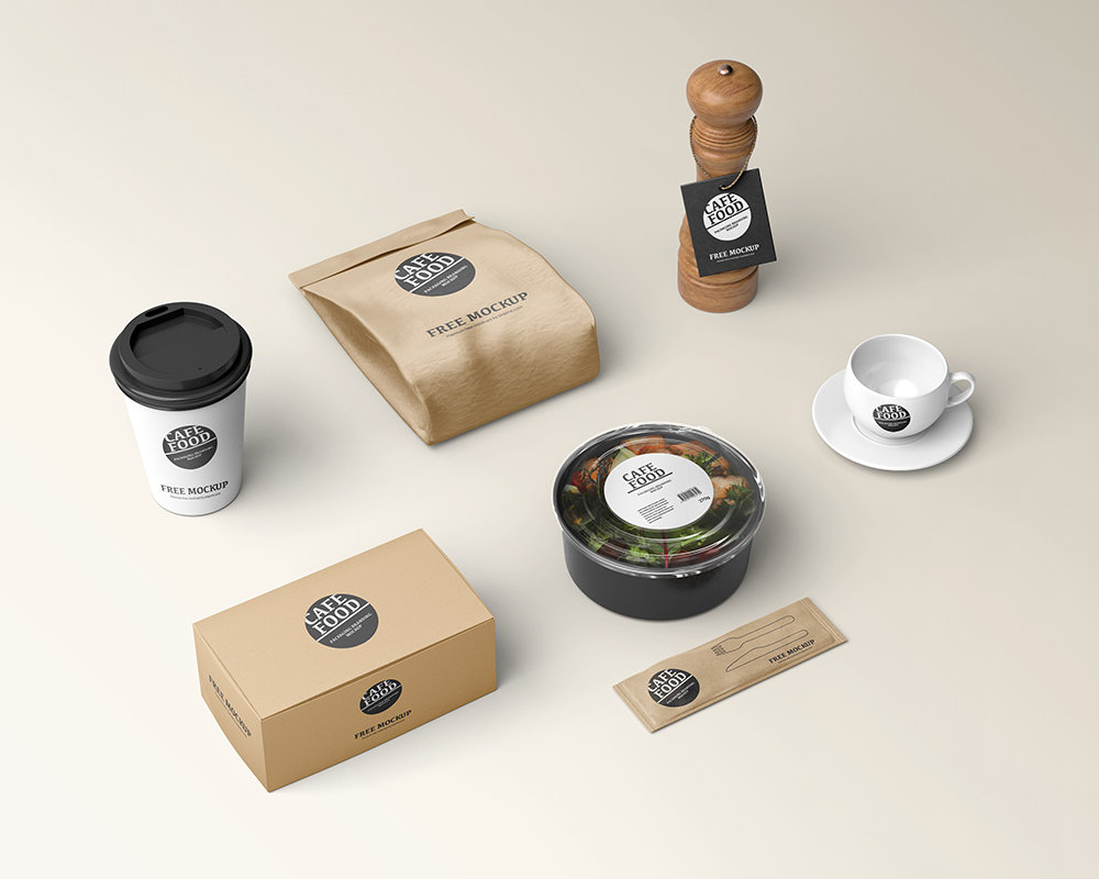 Perspective Sight of Café Food Branding Mockup