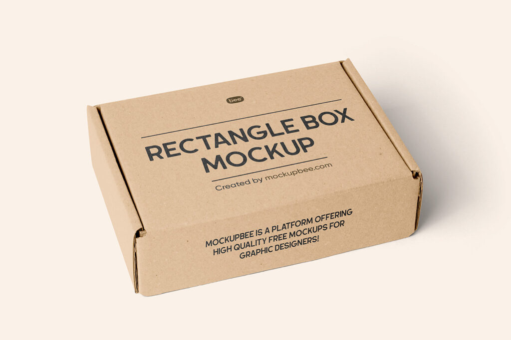 Perspective Sight of Cardboard Box Mockup