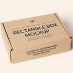 Perspective Sight of Cardboard Box Mockup