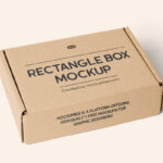 Perspective Sight of Cardboard Box Mockup