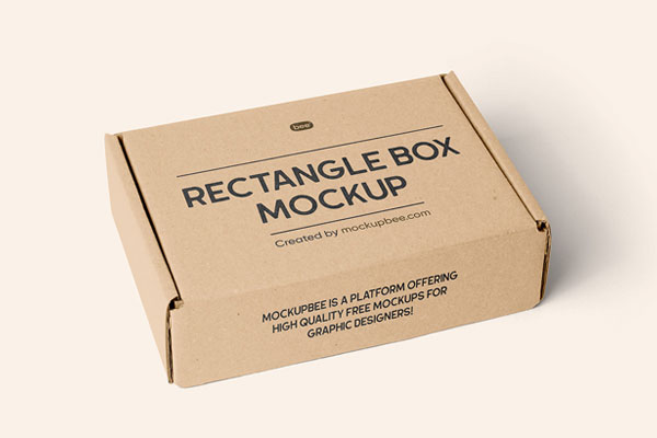 Perspective Sight of Cardboard Box Mockup
