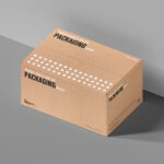Perspective Sight of Cargo Delivery Box Packaging Mockup