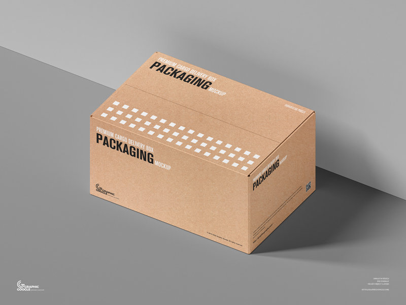 Perspective Sight of Cargo Delivery Box Packaging Mockup