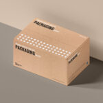 Perspective Sight of Cargo Delivery Box Packaging Mockup