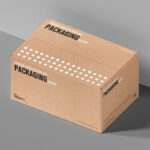 Perspective Sight of Cargo Delivery Box Packaging Mockup