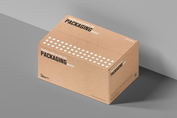 Perspective Sight of Cargo Delivery Box Packaging Mockup