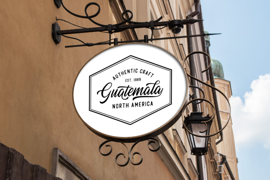 Perspective Sight of Classic Outdoor Circle Hanging Sign Mockup