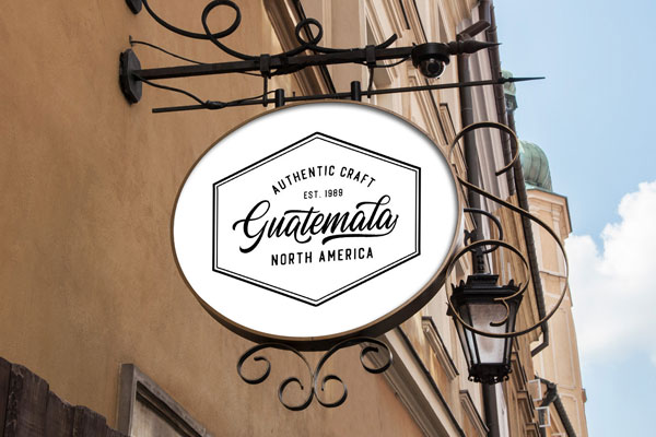 Perspective Sight of Classic Outdoor Circle Hanging Sign Mockup