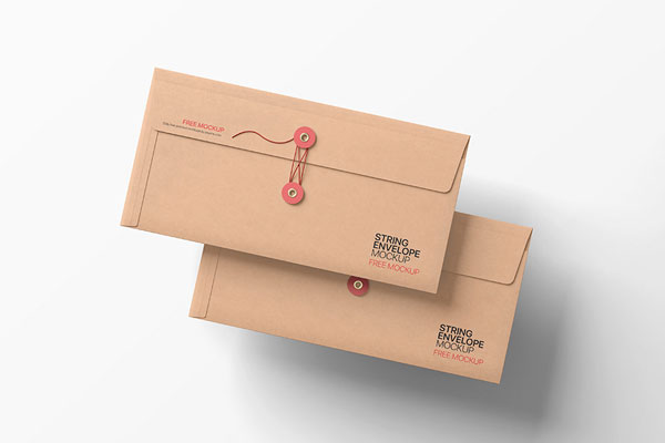 Perspective Sight of DL Size String Envelopes Mockup