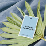 Perspective Sight of Eco Paper Card Mockup on Leaf