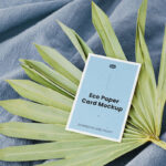 Perspective Sight of Eco Paper Card Mockup on Leaf