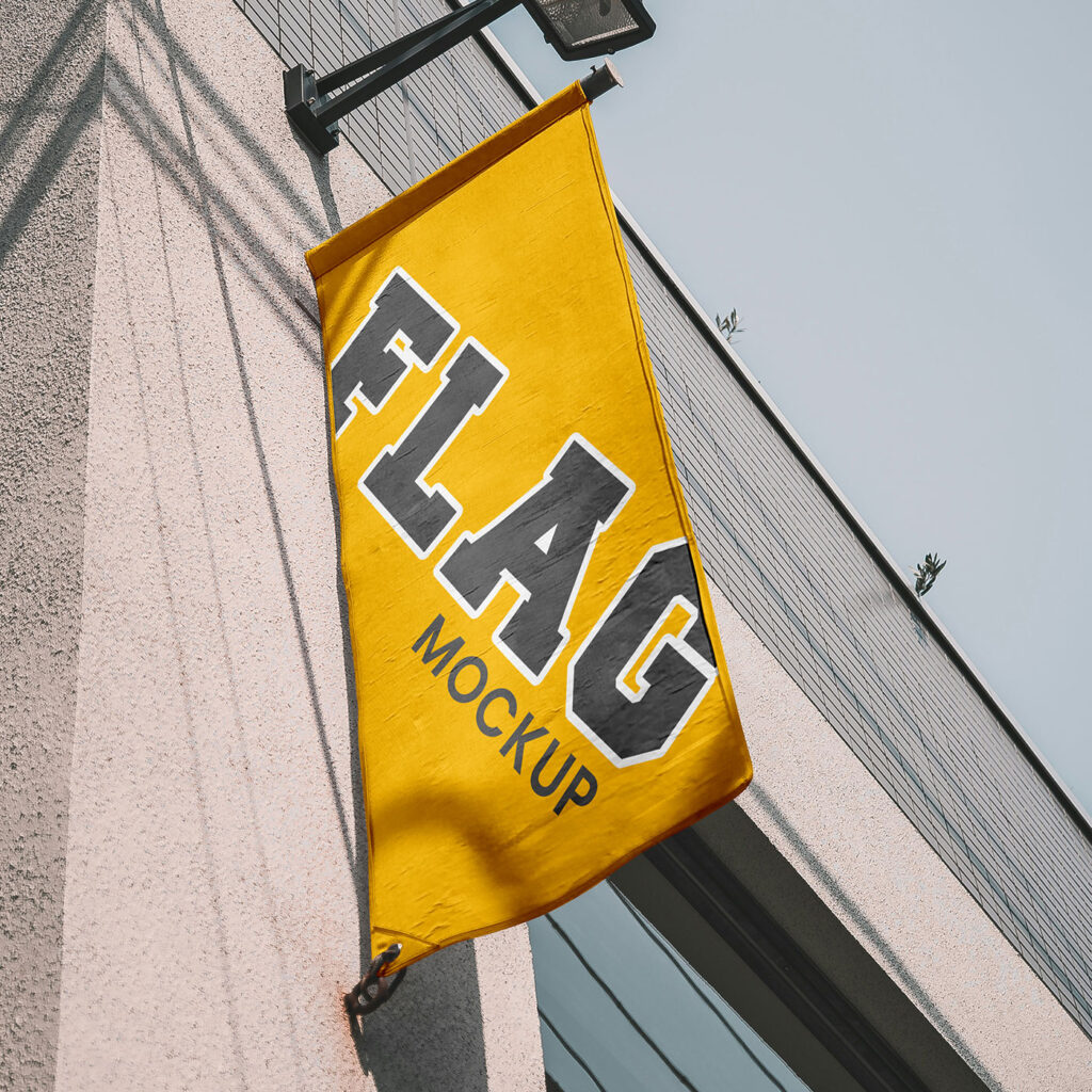 Perspective Sight of Flag Mockup