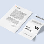 Perspective Sight of Flyer and Letterhead Mockup