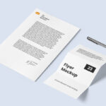Perspective Sight of Flyer and Letterhead Mockup
