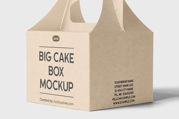 Perspective Sight of Food Box Mockup with Handle