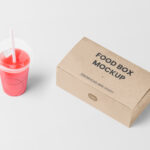 Perspective Sight of Food Box Mockup with Juice