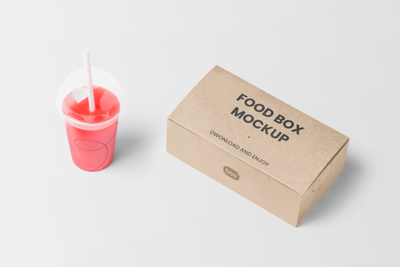 Perspective Sight of Food Box Mockup with Juice FREE PSD