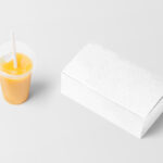 Perspective Sight of Food Box Mockup with Juice