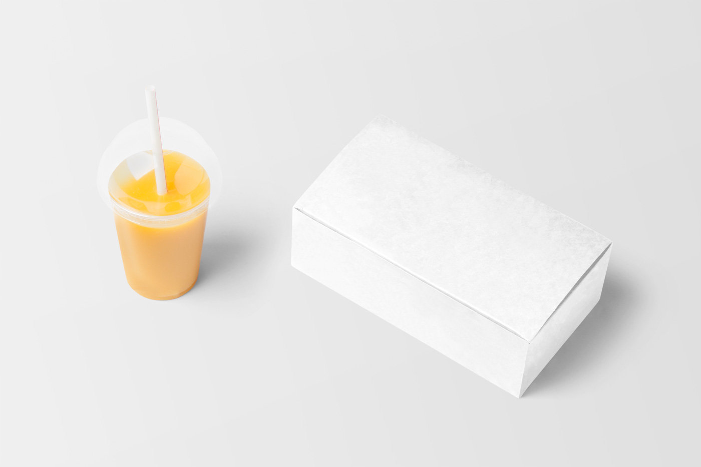 Perspective Sight of Food Box Mockup with Juice FREE PSD