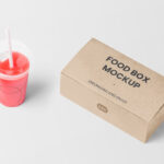 Perspective Sight of Food Box Mockup with Juice