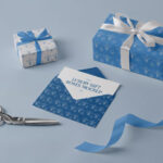 Perspective Sight of Gift Boxes Mockup with Envelope