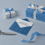 Perspective Sight of Gift Boxes Mockup with Envelope