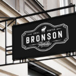 Perspective Sight of Hanging Rectangle Sign Mockup