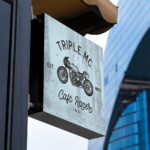 Perspective Sight of Hanging Signage Mockup