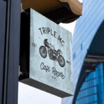 Perspective Sight of Hanging Signage Mockup