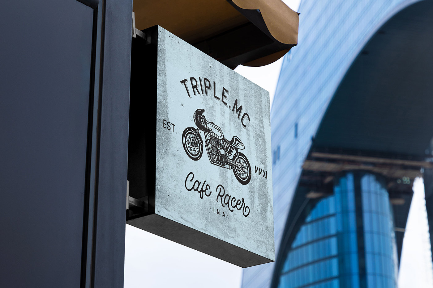 Perspective Sight of Hanging Signage Mockup FREE PSD