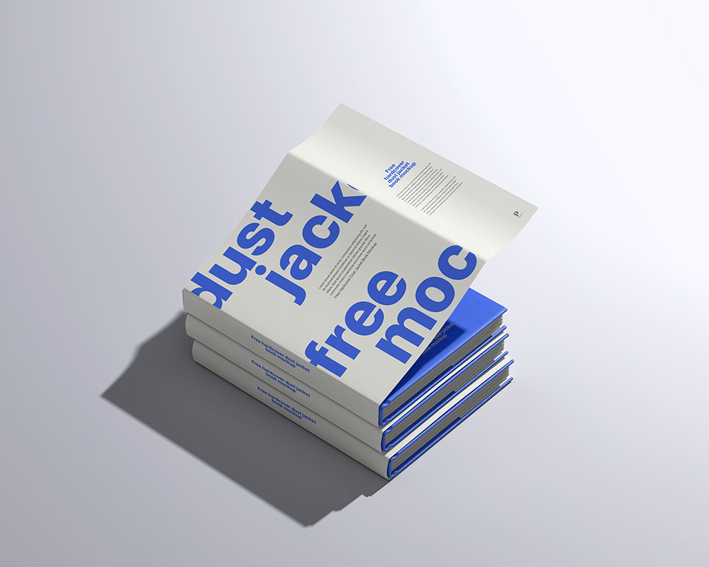 Perspective Sight of Hardcover Dust Jacket Book Mockup