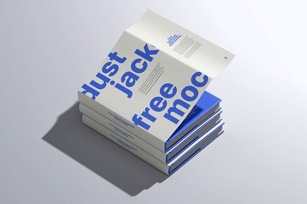 Perspective Sight of Hardcover Dust Jacket Book Mockup