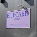 Perspective Sight of Horizontal Billboard Mockup on Metal Building