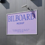 Perspective Sight of Horizontal Billboard Mockup on Metal Building