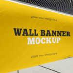Perspective Sight of Horizontal Wall Banner Mockup