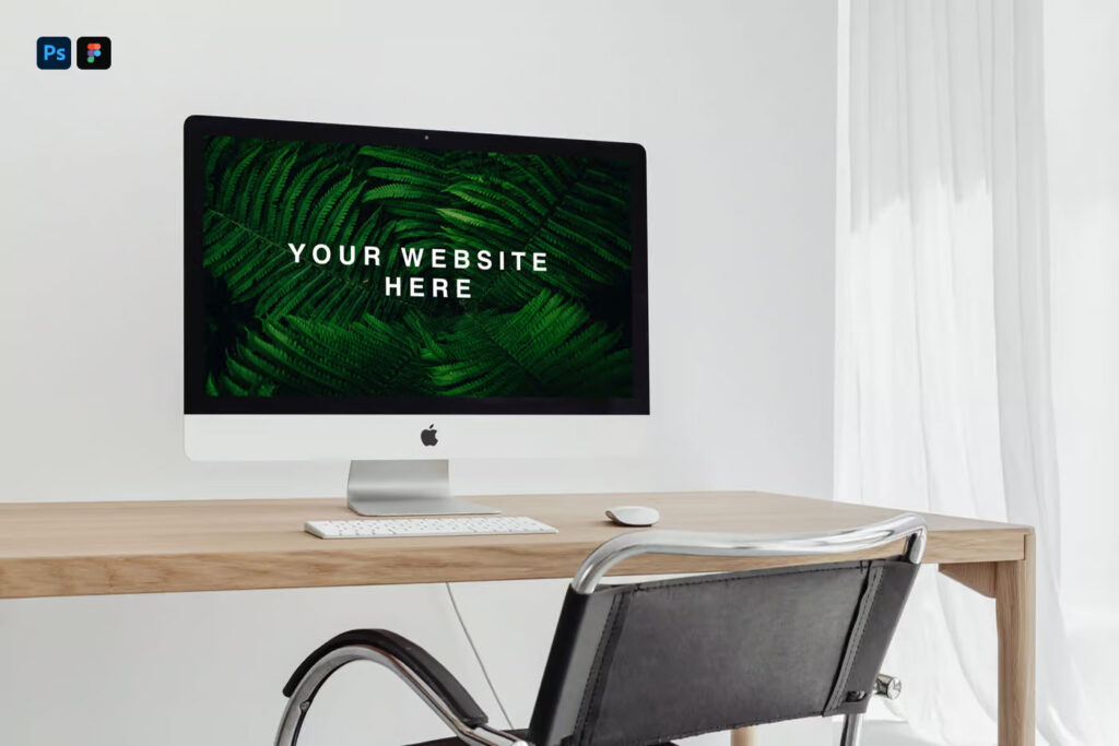 Perspective Sight of iMac Pro Mockup on Desk