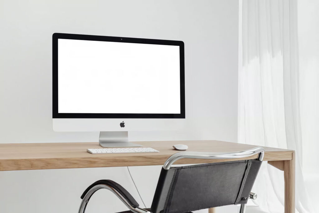 Perspective Sight of iMac Pro Mockup on Desk
