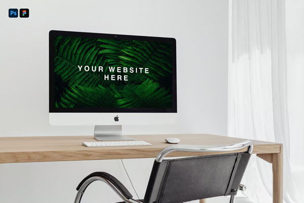 Perspective Sight of iMac Pro Mockup on Desk