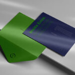 Perspective Sight of Invitation Card and Envelope Mockup