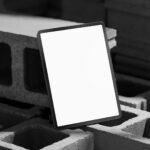 Perspective Sight of iPad Pro Mockup on Brick