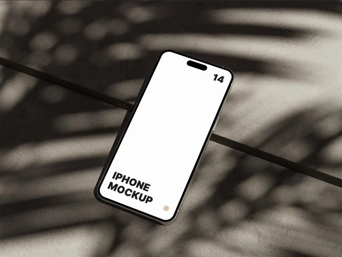 Perspective Sight of iPhone 14 Pro Max Mockup on Concrete FREE PSD