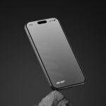 Perspective Sight of iPhone 15 Pro Mockup on Rock