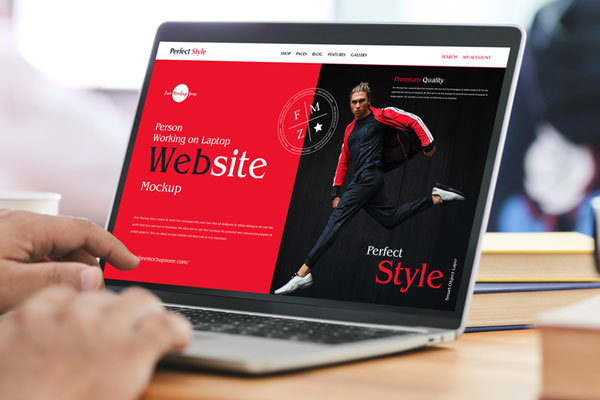 Perspective Sight of Laptop Website Mockup
